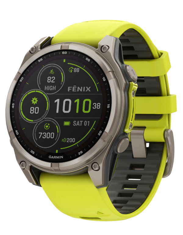 Garmin Fenix 8 47mm Solar Sapphire Titanium with Amp Yellow - NoBox Solutions